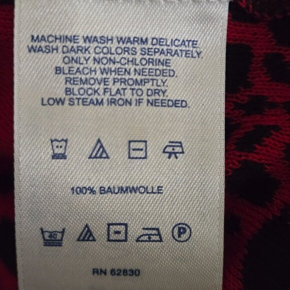 Lands' End Black Red Floral Super Soft Cotton Classic Cardigan Sweater Size L - Picture 5 of 5